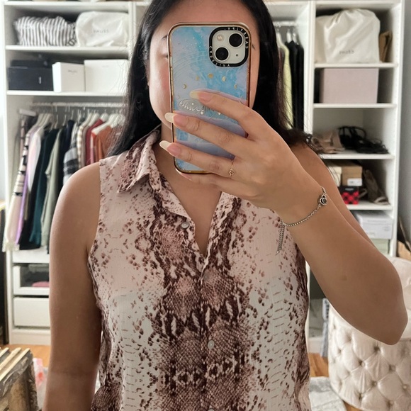 RACHEL ZOE Snake Skin Patterned Button Down - Picture 2 of 3